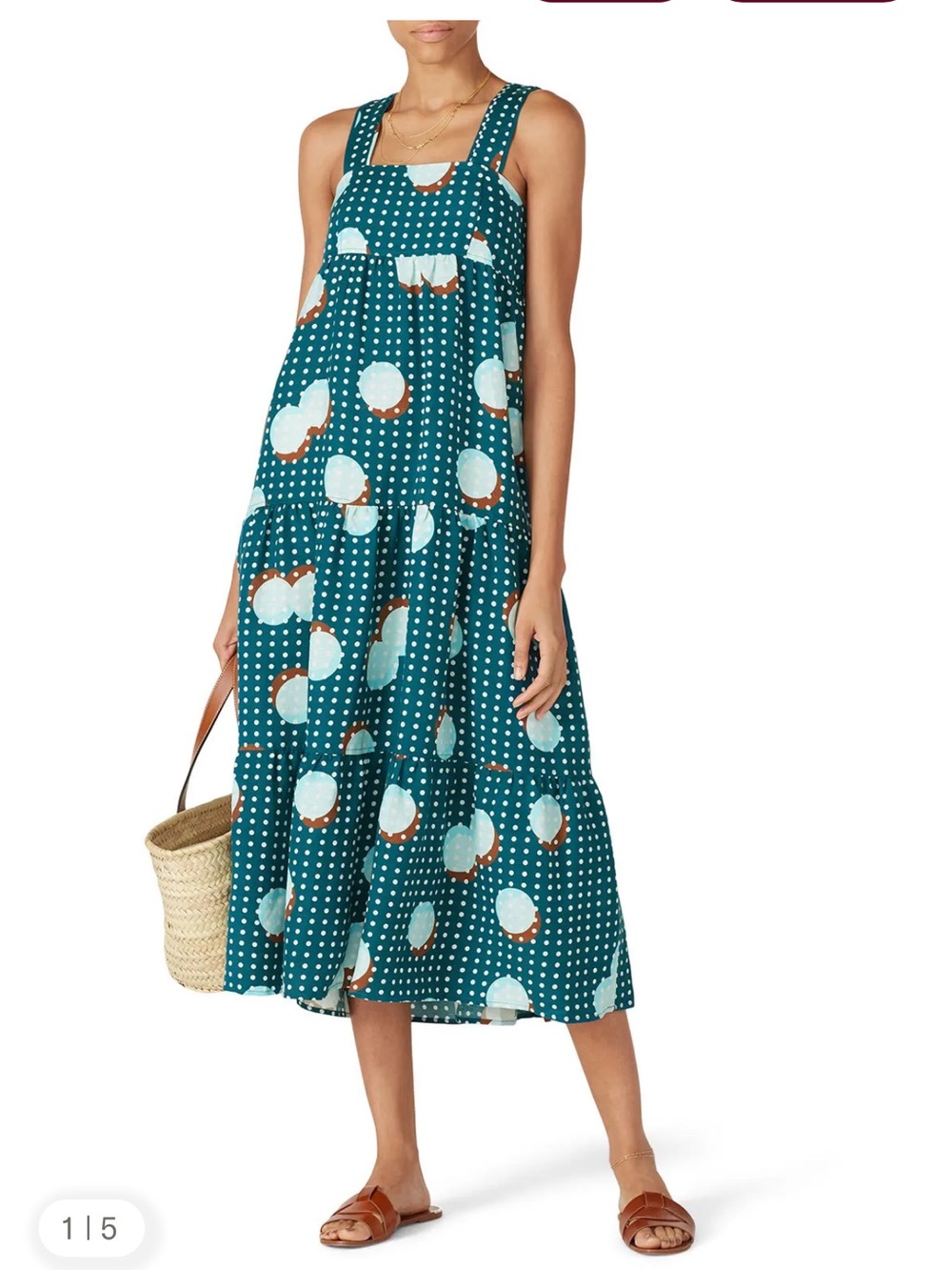 Hunter Bell Poppy Dress in teal dot print Size Medium